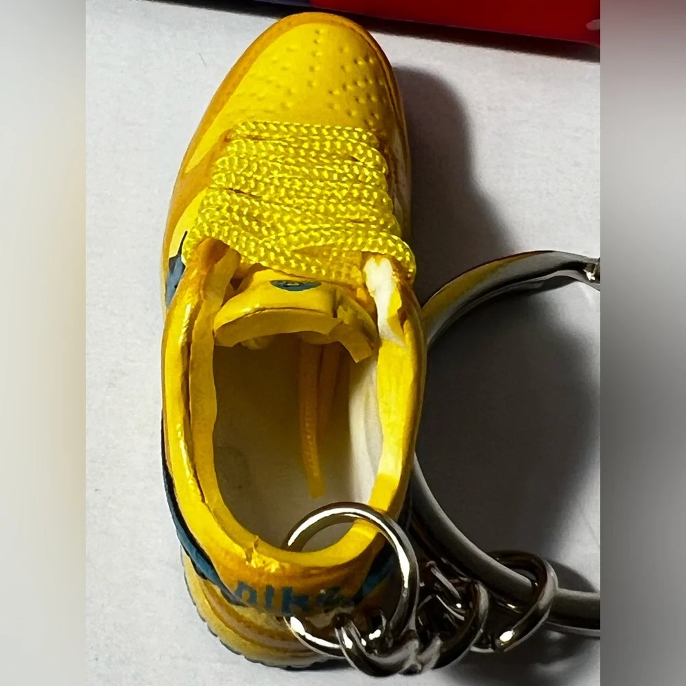 3D Mini Sneaker Keychains Yellow Blue‎ Lightning Swoosh with mini box